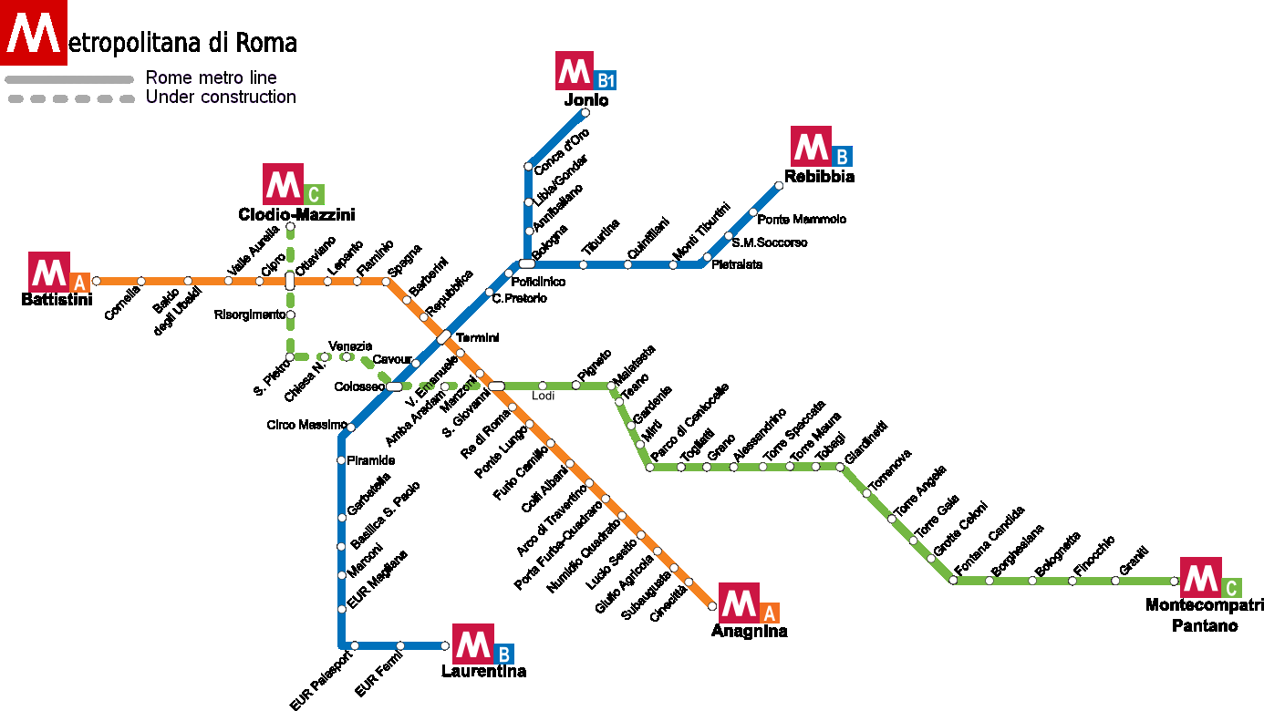 Карта метро Рима 2023